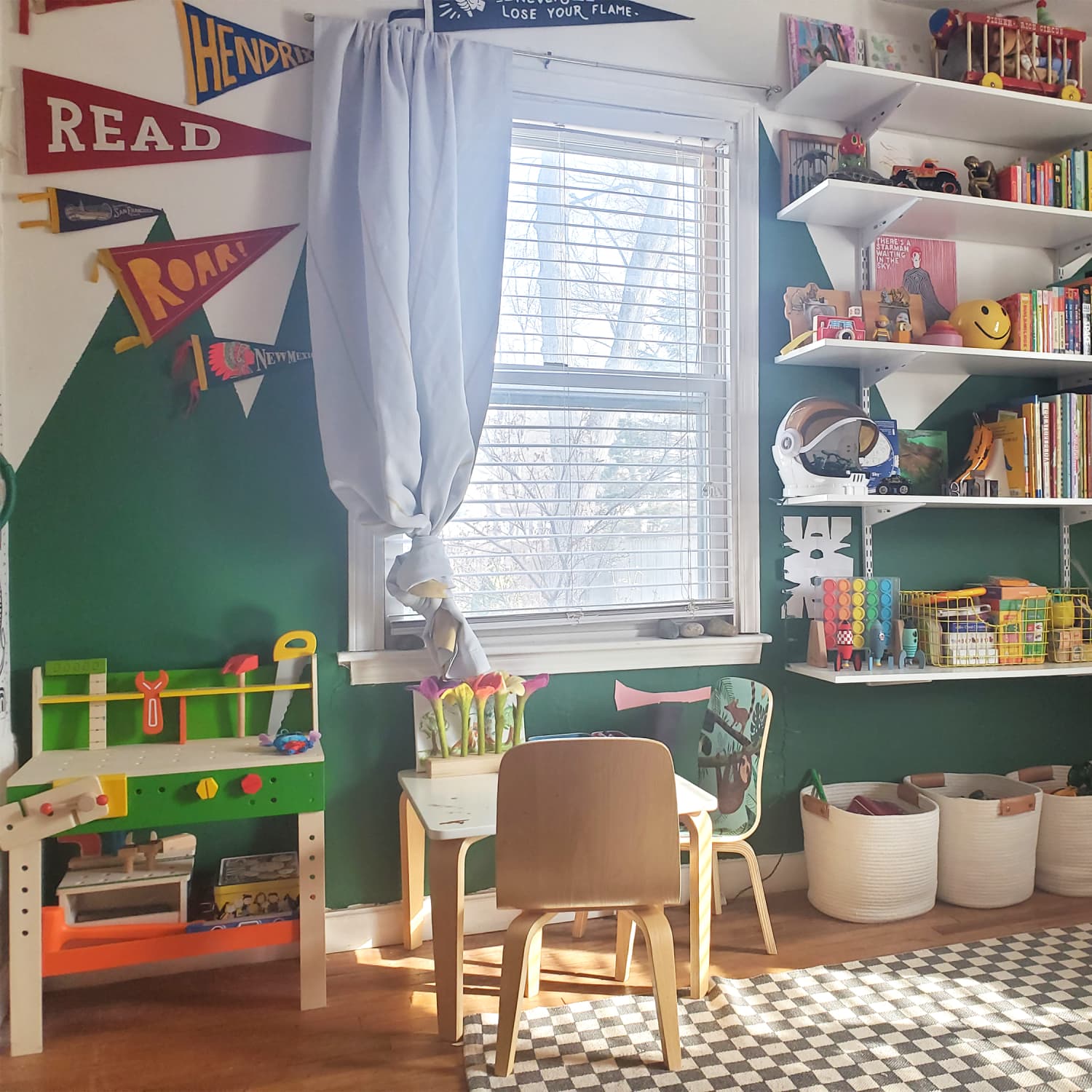 How to Maximize a Small Kid s Room With Wall Shelves Cubby